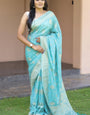Ornate Sky Soft Banarasi Silk Saree With Posh Blouse Piece