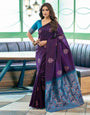 Cynosure Purple Soft Silk Saree With Proficient Blouse Piece