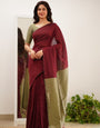 Delightful Maroon Cotton Silk Saree With Effervescent Blouse Piece