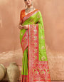 Charming Pista Paithani Silk Saree With Lassitude Blouse Piece