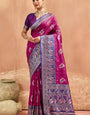 Tremendous Wine Pure Zari Weaving Banarasi Silk Saree With Embrocation Blouse Piece