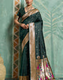 Wonderful Dark Green Paithani Silk Saree With Classy Blouse Piece