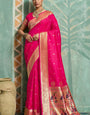 Moiety Dark Pink Paithani Silk Saree With Sonorous Blouse Piece