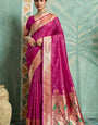 Imaginative Wine Paithani Silk Saree With Propinquity Blouse Piece
