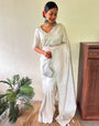 Eloquence Off White Kanjivaram Silk Saree With Murmurous Blouse Piece