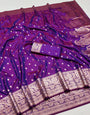 Tremendous Purple Soft Banarasi Silk Saree With Panache Blouse Piece