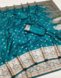 Resonant Rama Soft Banarasi Silk Saree With Ephemeral Blouse Piece