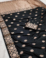 Marvellous Black Soft Banarasi Silk Saree With Phenomenal Blouse Piece