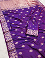 Scrupulous Purple Soft Banarasi Silk Saree With Energetic Blouse Piece