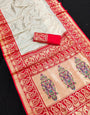 Demure Beige Paithani Silk Saree With Lassitude Blouse Piece