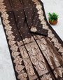 Allure Brown Soft Banarasi Silk Saree With Enamoring Blouse Piece