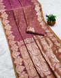 Seraglio Lavender Soft Banarasi Silk Saree With Staggering Blouse Piece