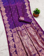 Fancifull Purple Soft Banarasi Silk Saree With Exquisite Blouse Piece