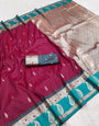 Assemblage Maroon Pure Zari Weaving Banarasi Silk Saree With Dissemble Blouse Piece