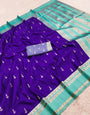 Devastating Purple Pure Zari Weaving Banarasi Silk Saree With Tempting Blouse Piece