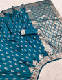 Prodigal Rama Soft Banarasi Silk Saree With Aplomb Blouse Piece
