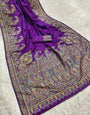 Panoply Purple Pashmina Saree With Delectable Blouse Piece