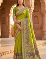 Prominent Parrot Pashmina Silk Saree With Jazzy Blouse Piece