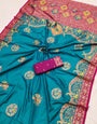 Improbable Firozi Pashmina Saree With Panache Blouse Piece