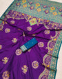 Ineffable Purple Pashmina Saree With Nectarous Blouse Piece