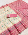 Stunning Beige Pure Zari Weaving Banarasi Silk Saree With Gratifying Blouse Piece