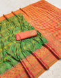 Magnificat Green Pure Zari Weaving Banarasi Silk Saree With Unequalled Blouse Piece