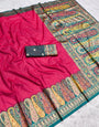 Rhapsodic Dark Pink Nylon Dola Pashmina Saree With Amiable Blouse Piece
