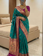 Ethereal Green Paithani Silk Saree With Phenomenal Blouse Piece