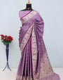 Winsome Lavender Banarasi Satin Silk Saree With Imbrication Blouse