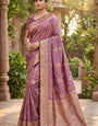 Outstanding Pink Banarasi Satin Silk Saree With Classy Blouse