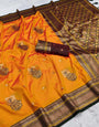 Seraglio Yellow Paithani Silk Saree With Tempting Blouse Piece