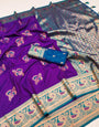 Arresting Royal Purple Paithani Silk Saree With Deserving Blouse Piece