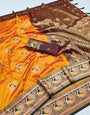 Easy on the eyes Yellow Paithani Silk Saree With Engaging Blouse Piece
