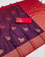 Glittering Wine Paithani Silk Saree With Splendiferous Blouse Piece