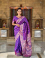 Redolent Purple Soft Banarasi Silk Saree With Pleasurable Blouse Piece