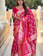Ebullience Dark Pink Soft Banarasi Silk Saree With Assemblage Blouse Piece
