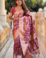 Adorable Purple Soft Banarasi Silk Saree With Beautiful Blouse Piece