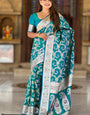Unique Rama Soft Banarasi Silk Saree With Precious Blouse Piece