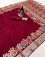 Confounding Maroon Soft Banarasi Silk Saree With Appealing Blouse Piece