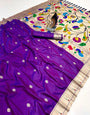 Opulent Purple Paithani Silk Saree With Jubilant Blouse Piece