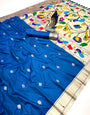 Refreshing Royal Blue Paithani Silk Saree With Quixotic Blouse Piece