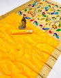 Prettiest Yellow Paithani Silk Saree With Dissemble Blouse Piece