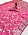 Sensational Dark Pink Soft Banarasi Silk Saree With Gratifying Blouse Piece