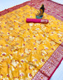 Scrupulous Yellow Soft Banarasi Silk Saree With Preferable Blouse Piece