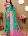 Mellifluous Sea Green Soft Banarasi Silk Saree With Incredible Blouse Piece