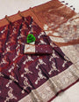 Refreshing Wine Soft Banarasi Silk Saree With Flattering Blouse Piece