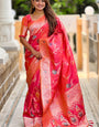 Refreshing Pink Soft Banarasi Silk Saree With Marvellous Blouse Piece