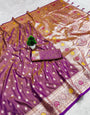 Desiring Lavender Soft Banarasi Silk Saree With Quintessential Blouse Piece