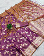 Felicitous Purple Soft Banarasi Silk Saree With Exuberant Blouse Piece