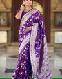 Verdant Royal Purple Soft Banarasi Silk Saree With Enthralling Blouse Piece